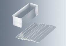 Slides 76x26x1 ground corners chamfered at 45°, plain, 50 pcs
