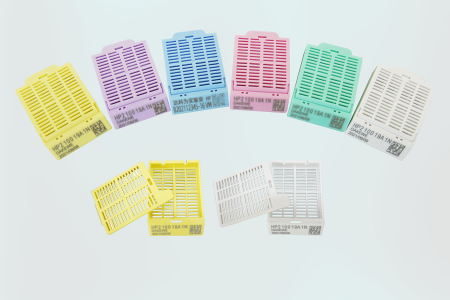 Kazetky histologické, víčka zvlášt, 90 v komínku, zelené Kazetky histologické, víčka zvlášt, 90 v komínku, zelené