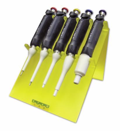 Acrylic Pipette Stand for up to 5 ErgoOne Pipettes, Yellow Acrylic Pipette Stand for up to 5 ErgoOne Pipettes, Yellow